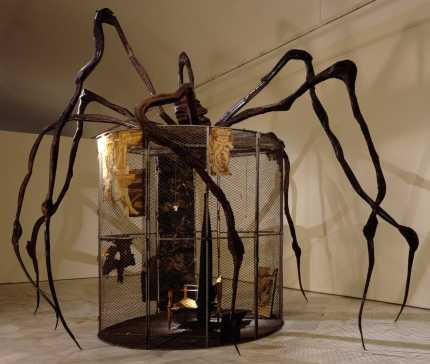 Louise Bourseois, "Spider" (1997). Note the cage / house enveloped by the enormous arachnid.